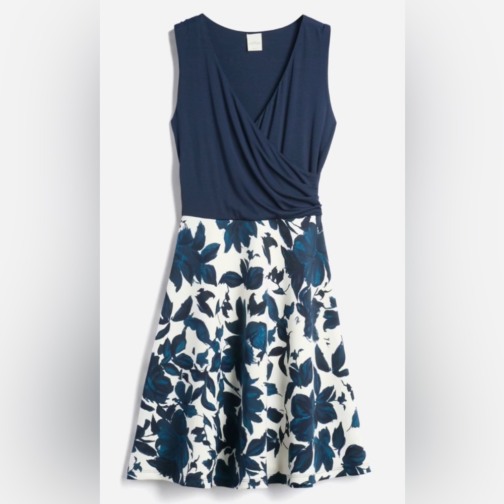 Hailey 23 - Gabrielle 2fer Knit Dress - Navy & White